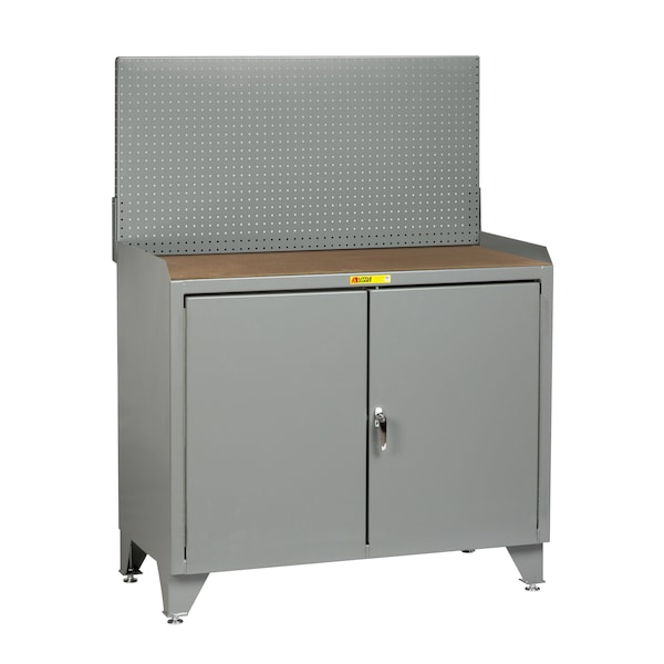 Bench Cabinet, 24" X 48", Doors, Hardboard, Pegboard Panel